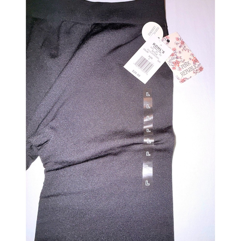 Women's‎ Pink Republic Cozy Fleece Black Stretch Leggings L NEW